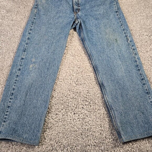 Levis 505 Jeans Mens 35x30 (Fits 33x25) Blue Straight Orange Tab Vintage Distres - Picture 3 of 16